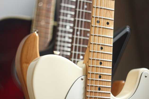 Photo of wood electric guitars